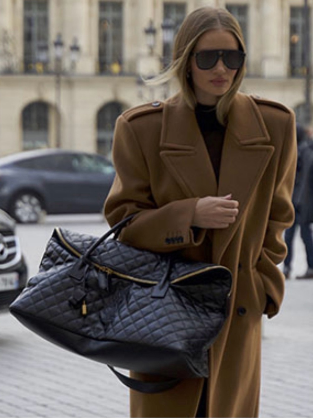 Saint Laurent Black Quilted Leather Travel Duffle with Gold Hardware